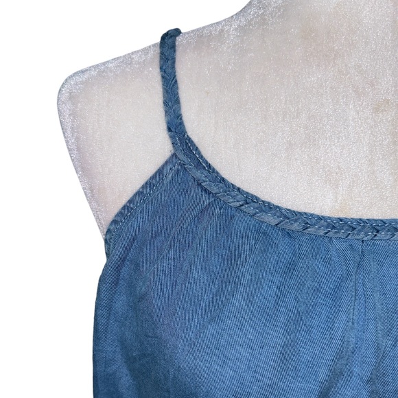 NWT Joie Chambray Denim Braided Halter Tie Neck Crop Tank Top - M - Picture 3 of 9
